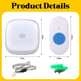 Classroom Doorbell,Wireless Door Bell for Classroom,38 Chime Adjustable Volume Ring Bell,1000Ft Operating Doorbell Button with Sound Flash,Bell for Classroom Management with User Manual