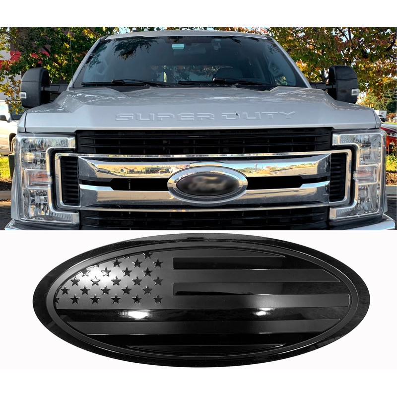 12 inch Front Grille Tailgate Rear Aluminum Overlay American Black