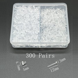 Clear Plastic Earrings for Sports,300 Pairs Clear Earring Studs and Earring Backs