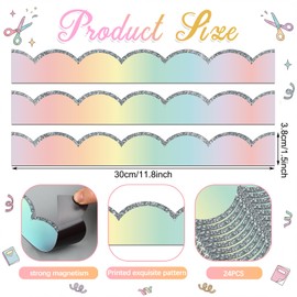 Taobary 24 Pcs Pastel Magnetic Borders for Whiteboard Classroom, 11.8x1.5"