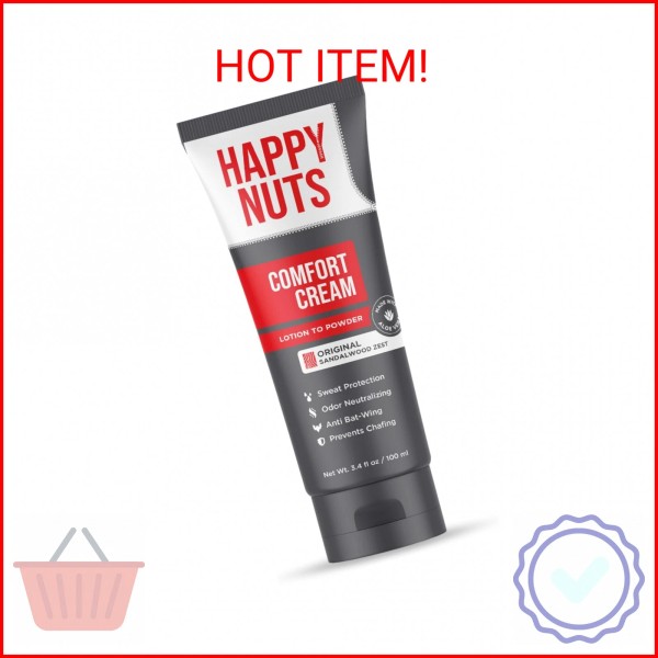 HAPPY NUTS Comfort Cream Deodorant For Men: Anti-Chafing Sweat Defense,