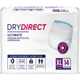 Dry Direct Ultimate Underwear, Made-in-USA Adult Diapers, Max Absorbency Disposable Incontinence Protection - X-Large (Pack of 14)