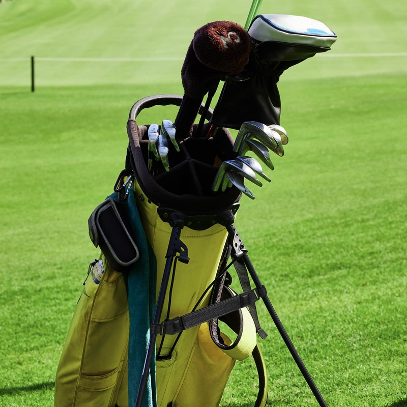 Golf Stand Bag Leg Tether Strap Adjustable Black PU Leather