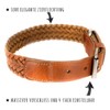 Monkimau Dog Collar Braided Genuine Leather Adjustable (S 27-33 cm