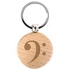 keepdrum Bass Clef Key Ring Wooden Round Gift for Musicians,