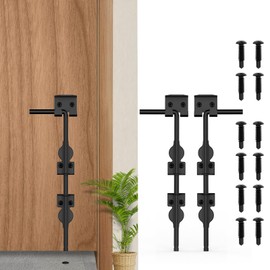 AHYYN 12" Cane Bolt Heavy-Duty Drop Rod for Gate, Heavy Duty Gate Latch for Wooden Fence Metal Gates, Vinyl Fence Gate Land Latch, Floor Latch for Fixing Door to The Ground, Black Coating, 2 Pack