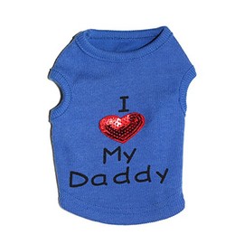 Petall Dog Shirts I Love My Mom/Mommy Dad/Daddy - Disfraz de consigna de Perro con diseño de corazón para Perros pequeños, Azul-D, M
