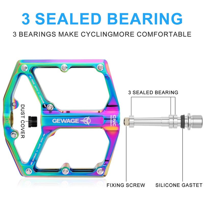 Road/Mountain Bike Pedals - 3 Bearings Bicycle Pedals - 9/16”