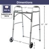 Foldable Lightweight Two Button Walker with 5” Wheels, Includes Ski