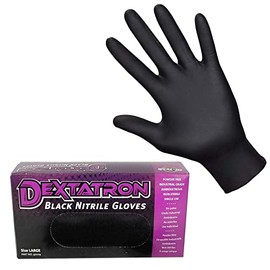 DEXTATRON Non-Sterile Powder Free Black Nitrile Disposable Gloves, XL (10 Boxes of 100 Gloves)