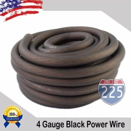 225FWY 18FT 4 GAUGE STANDARD POWER GROUND CABLE HIGH CURRENT SUPER FLEXABLE WIRE CABLE