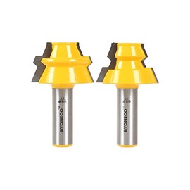 YONICO Lock Miter 22.5 Degree 2 Bit Router Bit Set 22.5 Degree 1/2-Inch Shank 15220
