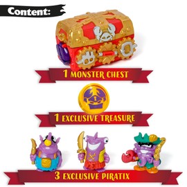 PIRATIX ADVENTURE WORLD Monster Treasure Chest with a Hidden Monster Inside Includes 1 Chest, 3 Exclusive Piratix, 1 Exclusive Treasure and 3 Accessories