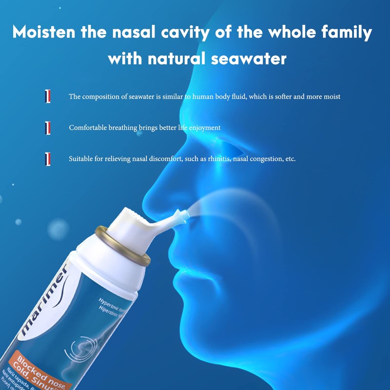 Marimer Hypertonic Saline Nasal Spray All Natural Seawater (3 Packs),Sinus