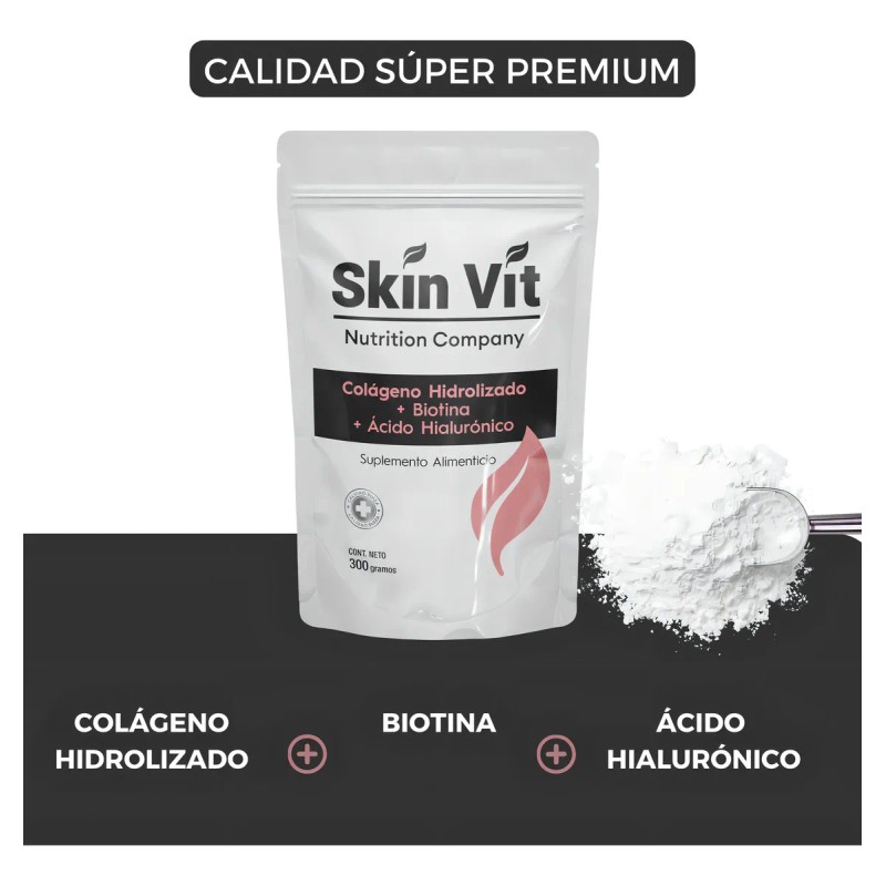 Colageno Hidrolizado Biotina Ácido Hialurónico 300g Skin Vit Súper Premium