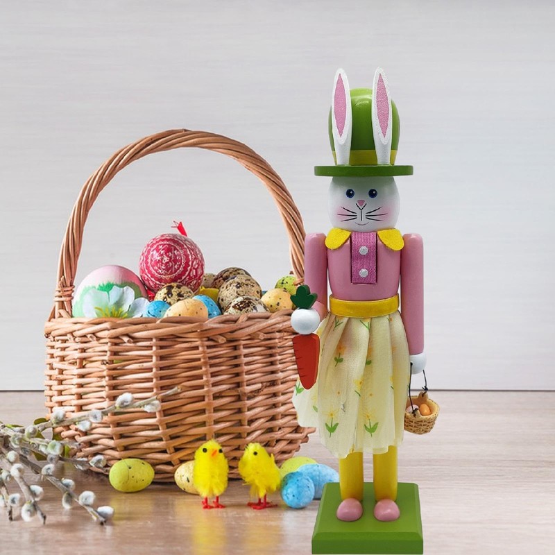 Perfeclan Easter Bunny Nutcracker Decor Nutcracker Figure, Traditional Rabbit Decoration