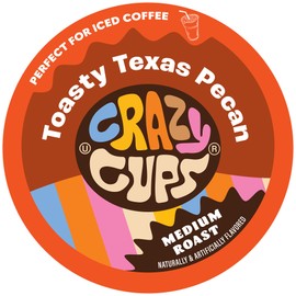 Crazy Cup Flavored Coffee Pods, Toasty Texas Pecan Coffee Pods for K Cup Keurig Machines, Brew Hot or Iced, 22 Count