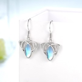 Moonstone Celtic Earrings for Women 925 Sterling Silver Celtic Knot Dangle Earrings Irish Celtic Jewelry Gifts for Women