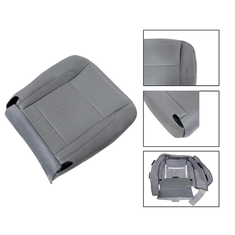 FZJDSD Gray Driver & Passenger Side Bottom Leather Replacement Seat