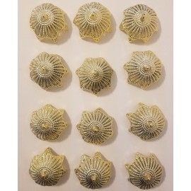 Unbranded Lot of 12 Gold Filigree 2" Ornament Crowns Caps Tops Christmas Craft Supplies