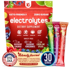 Keppi Electrolytes Powder Packets Assorted Flavors – Sugar Free Hydration Drink Mix with Potassium, Magnesium, Sodium – 30 Hydration Packets – Keto, Vegan, Fasting-Friendly, Zero Calorie
