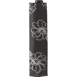 Miyajima 18630 Folding Umbrella, 19.7 inches (50 cm), Line Flower, Black, Hand Open