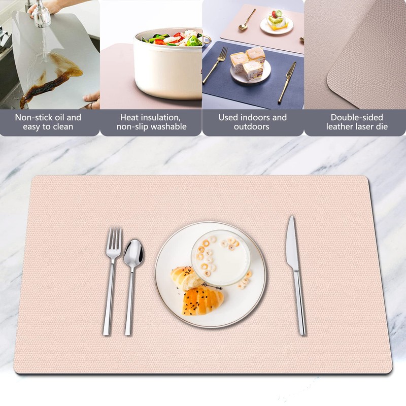 Placemats, Leather Placemats Set of 6, Heat Resistant Table Mats,