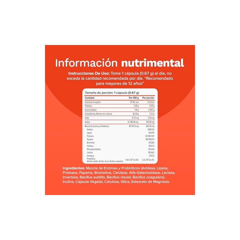 Enzimas Digestivas con Probióticos y Prebióticos OptiZyme NUTRAVIA