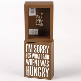 Primitives By Kathy Brown and White Distressed Box Sign, When I was Hungry