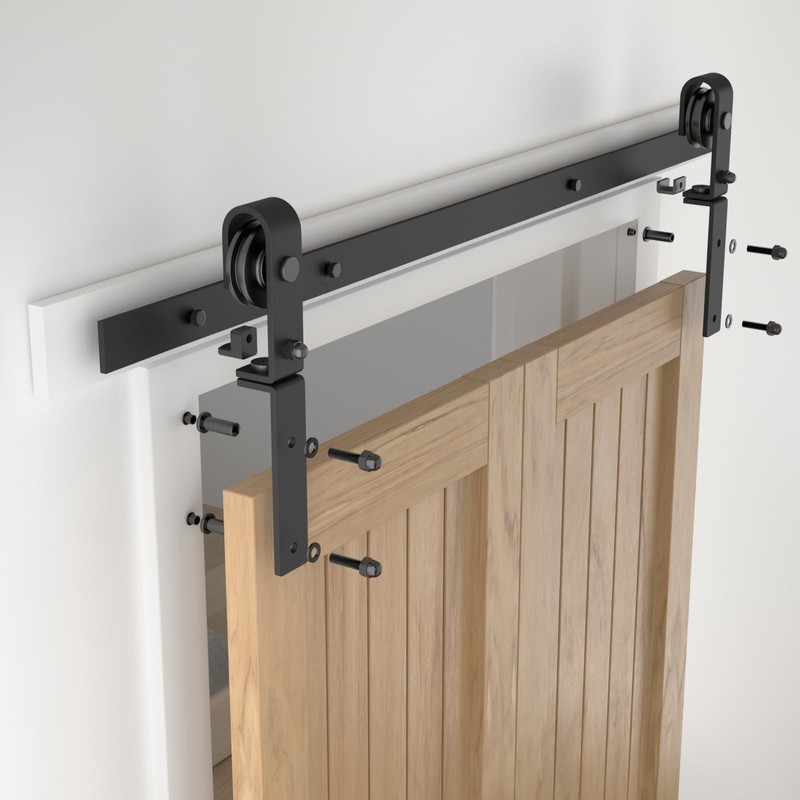 3.5FT/42 Bi-Folding Sliding Barn Door Hardware Kit,Heavy Duty Roller Track