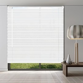 Taplzmg 1" Cordless Mini Blinds 37" W x 48" H, White Vinyl Blinds, Horizontal Light Filtering Blinds, Window Blinds for Indoor Windows, Office, Kitchen, Bathroom and Living Room.