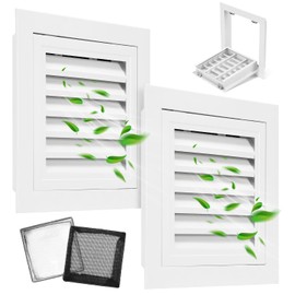 Aukivon 2 Pack 12''x12'' Aluminum Gable Vent with Replaceable Screen, Louvered Attic & Shed Vent for Exterior Doors, Walls, House (White)