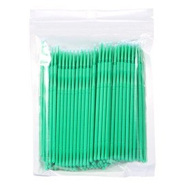 Salmue 4 Colores 100PCS / Bolsa Pinceles aplicadores Micro Desechables, Pinceles de extensión de pestañas Desechables para Pinceles de Maquillaje, Pincel de Limpieza de Pegamento de pestañas(Verde)