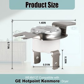 WE4M137 Dryer High Limit Thermostae for GE Hotpoint Kenmore, Replacement Part WE4M457 WE3M20 WE04X25197 WE04X25194 WE04M0137 WE03M0026 PS267900 EAP267900 EA267900 AP2042565 AH267900 276438 559C131G04