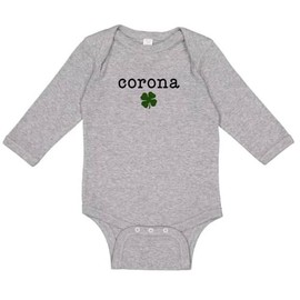 TATY Kids Corona Shamrock Long Sleeve Baby Infant One Piece Bodysuit 12 Months Heather Grey