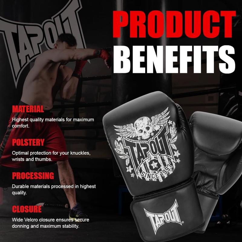 Tapout Bixby 960009 Boxing Gloves Faux Leather 10 oz Black