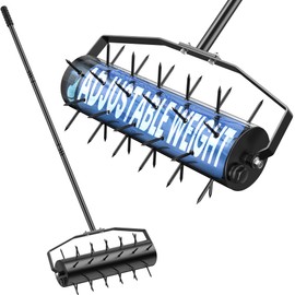 Lxuziud Manual Roller Lawn Aerator,Heavy-Duty Hand Lawn Aerator with Pre-Attached Spike for Yard and Garden,Easy-to-Assemble Lawn Aerator Tool for Compact Soil,Lawn Aerator for Lawn Care (Black)