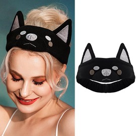 DRESBE Makeup Spa Headband Animal Headbands Washing Face Shower Hairband Animal Ears Yoga Hair Accessories for Women Girls (Black)