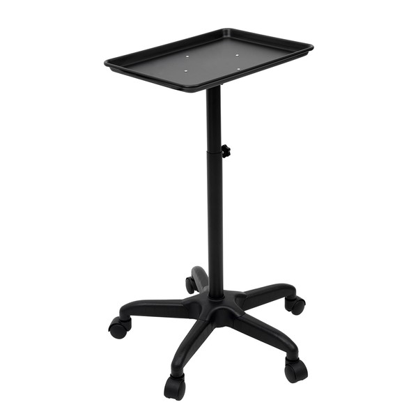 Salon Tray Cart on Wheels, Aluminum Salon Trolley Cart Adjustable