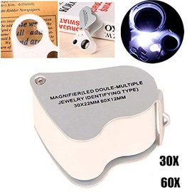 Lupa PDE Ojos con Luces LED Tamaño de Bolsillo Portátil 30X/60X Lupa Iluminada para Personas Mayores Joyeros Coleccionistas Doctores