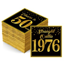 Servilletas de 50 cumpleaños de 1976, decoraciones de cumpleaños de 50 años para hombres y mujeres, felicitaciones a 50 años directamente fuera de 1976, servilletas de cóctel desechables, 50 unidades