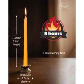 Viyffo 10 Inch Beeswax Taper Candles Set of 4, Natural Unscented Bee Wax Candle, Long Tall Tapered Candlesticks Wedding Home Decor Dinner