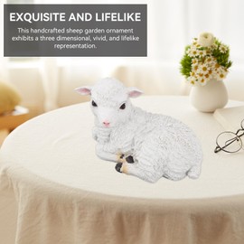 Sheep Statue, Lamb Garden Statue Lamb Figurine Cute Outdoor Decoration Animals Sculpture Sheep Ornaments Resin Figurine Lamb Ornament Decor for Yard Patio Landscaping Decor