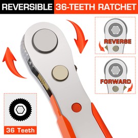 Hakkin 32Pcs Mini Ratchet Wrench Magnetic Offset Screwdriver S2 Steel 1/4" Drive High Torque Reversible Mini Ratcheting Screwdriver Set Slotted, Phillips, Torx, Hex