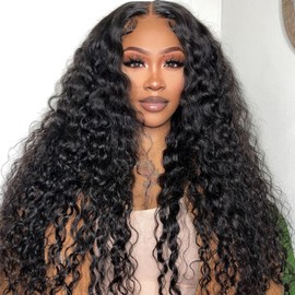 Potoki Wear And Go Glueless Wigs Human Hair Pre Plucked Pre Cut Deep Wave Lace Front Wigs Human Hair For Beginners 4x4 Closure Wigs For Black Women Human Hair Glueless Curly Human Hair Wig (22inch)