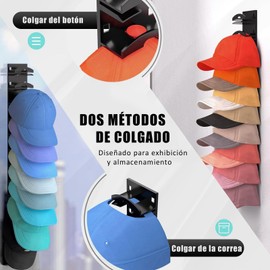 2 Piezas Perchero para Pared, Organizador de Sombreros para Gorras de Béisbol, Hat Organizer No Requiere Instalación, Capacidad para 16 Gorras, para Recámara, Armario, Cómoda
