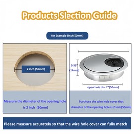 Xntun 3 Pcs Satin Nickel Metal Cable Grommet, Zinc Alloy Desk Table Grommet Cable Cord Hole Cover for Home and Office, Fits 2inchs Hole 50MM Brushed Silver