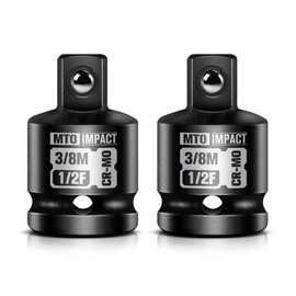 MTO 2-Piece 1/2" Female to 3/8" Male Impact Socket Adapter Set, 1/2" Drive Impact Driver Conversions for Impact Wrench, Chrome Molybdenum Alloy Steel