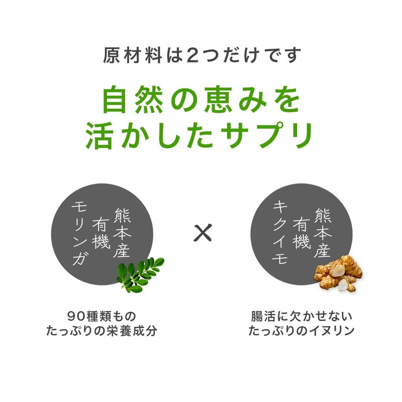 【有機JAS認証サプリ】モリンガ 菊芋 ニシジマ農園 熊本県産 100%天然由来の栄養補給 250mg 120粒【NONケミカル™】
