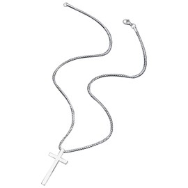 Cross Necklace for Men,Gold/Black/Silver,with 2.5mm Durable Stainless Crucifix Pendant Box Chain 18/20 Inch(Silver, 20)